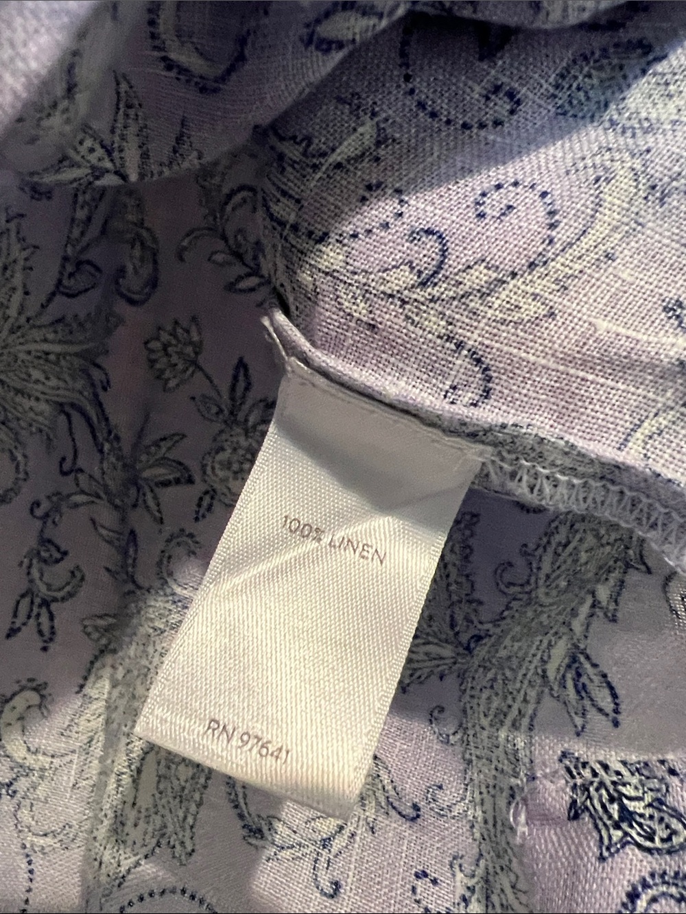 J Jill linen Floral Print V-Neck Women's Top in Lavender - Picture 4 of 6